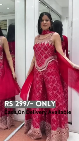 Red Embroidered Sharara Set