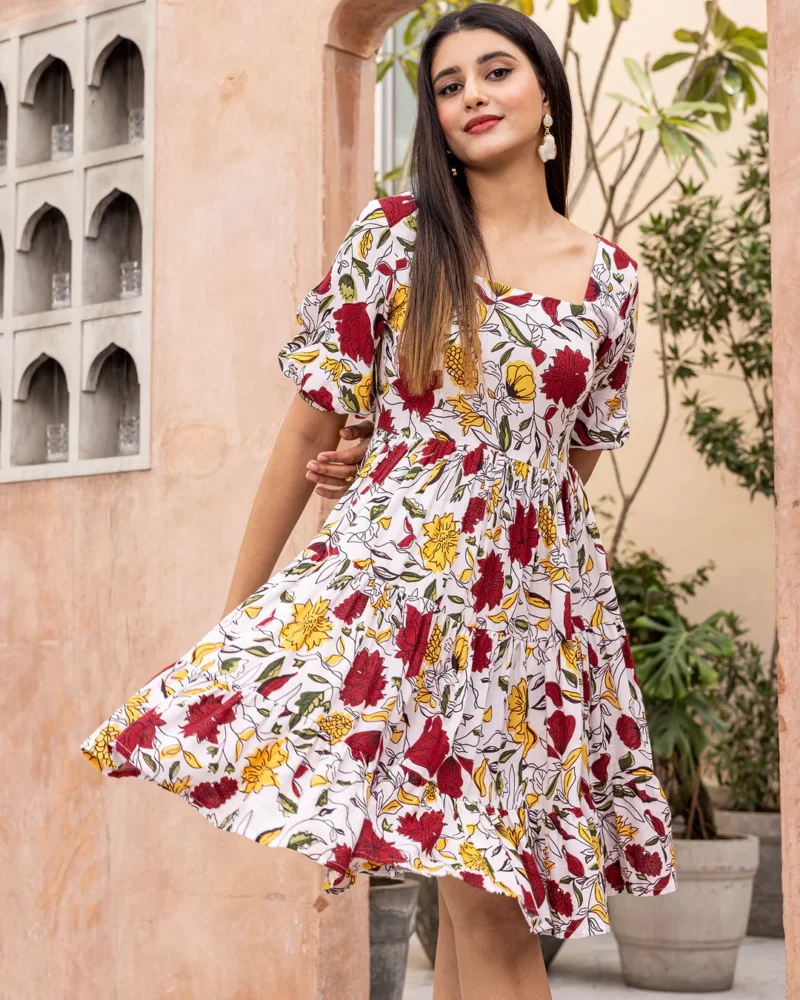 White Animated Floral Dress - Image 4