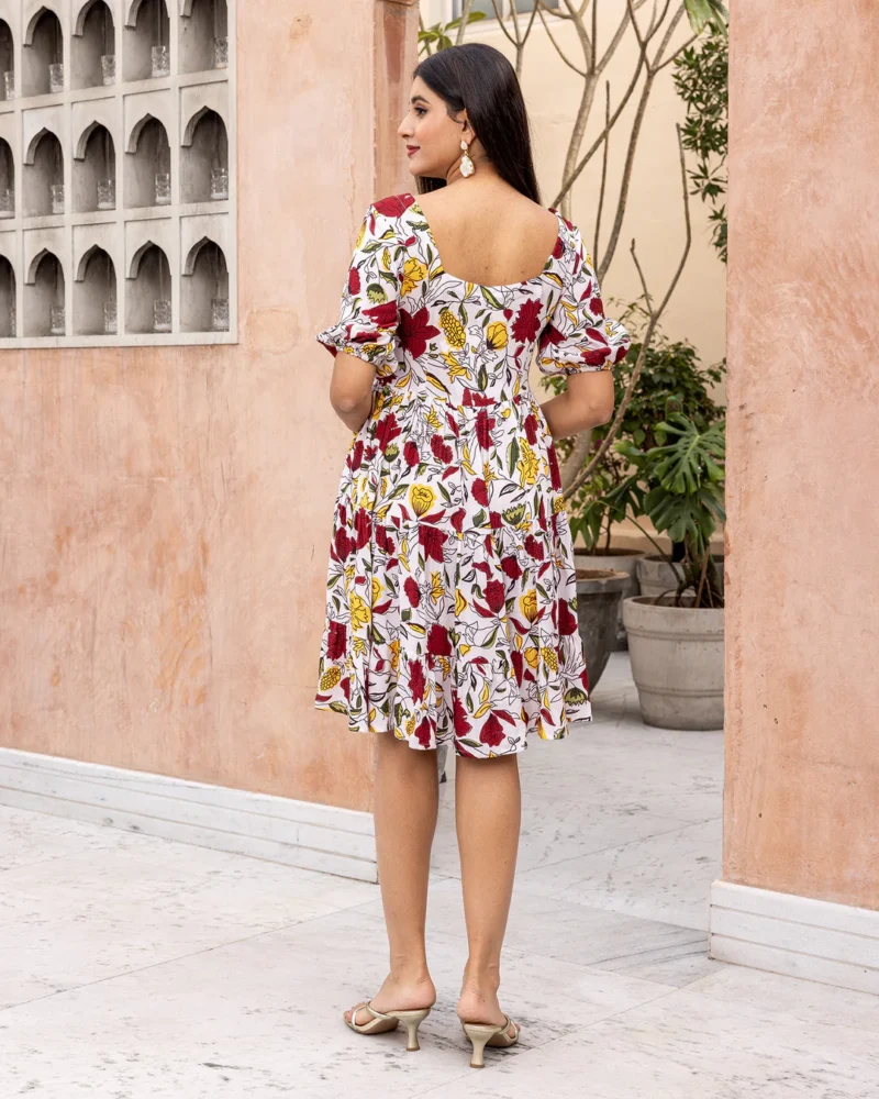 White Animated Floral Dress - Image 5