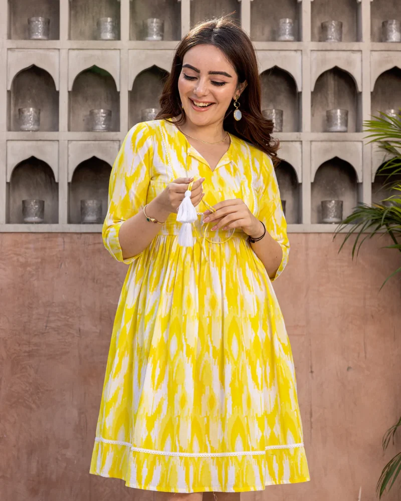Shree Yellow Ikat Dress - Image 4