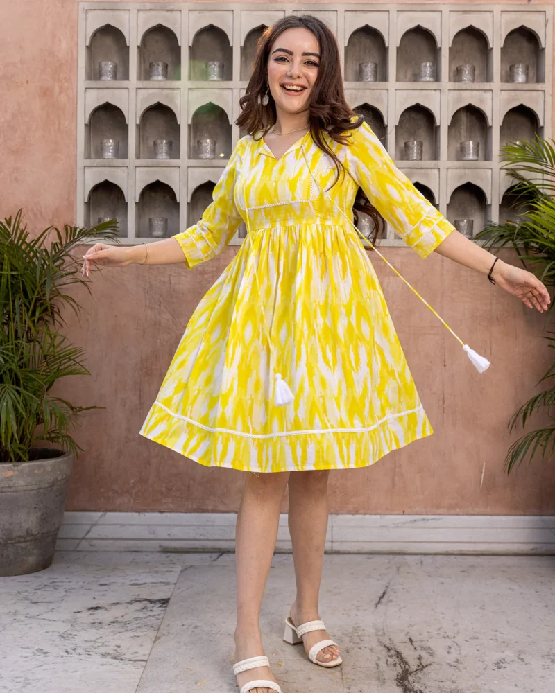 Shree Yellow Ikat Dress - Image 5