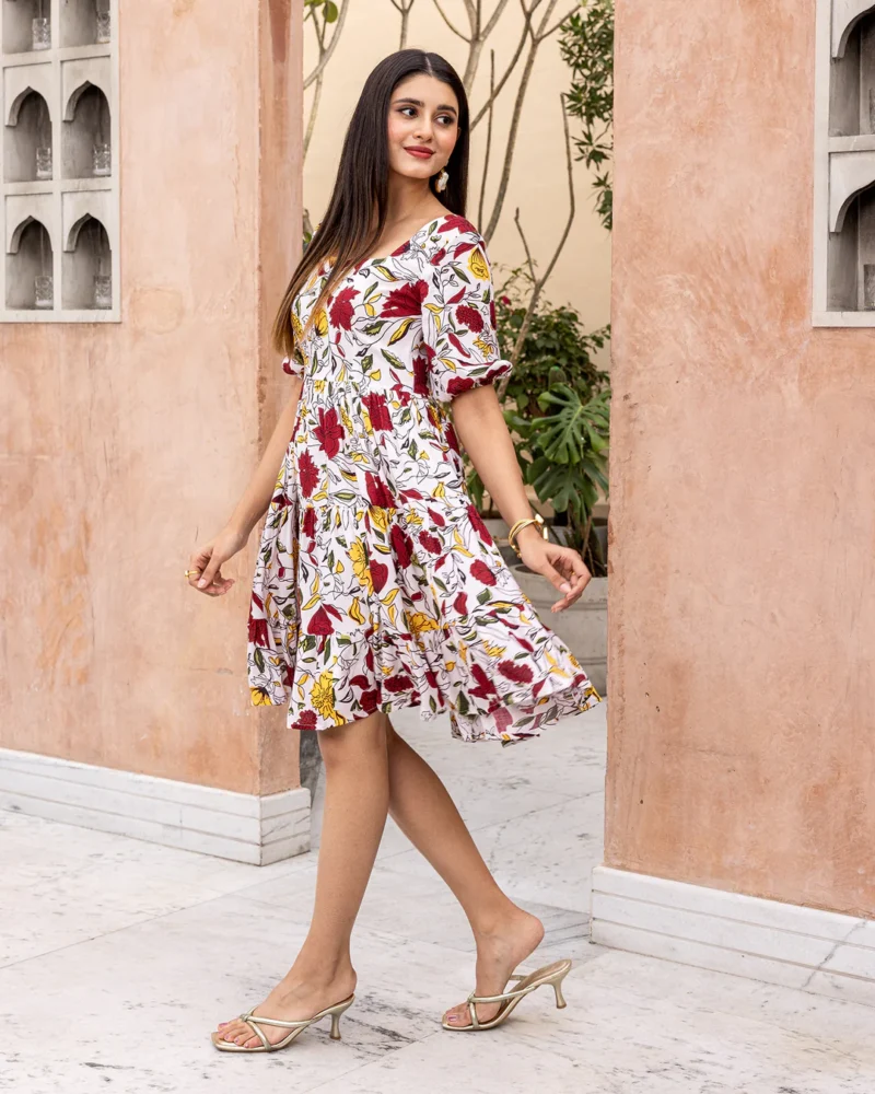 White Animated Floral Dress - Image 2