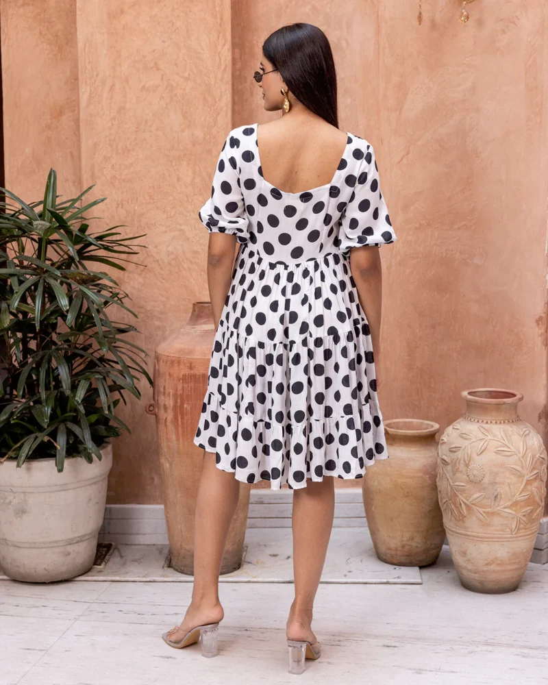 White Bold Polka Dress - Image 3