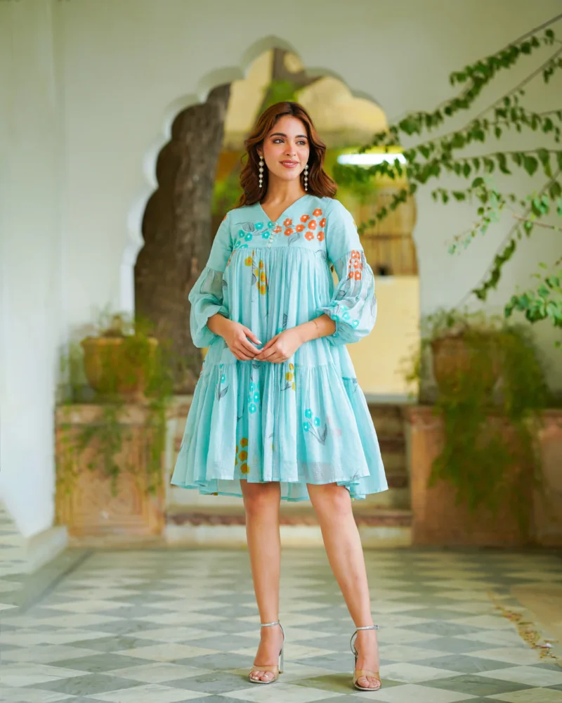 Rose Blue Floral Dress
