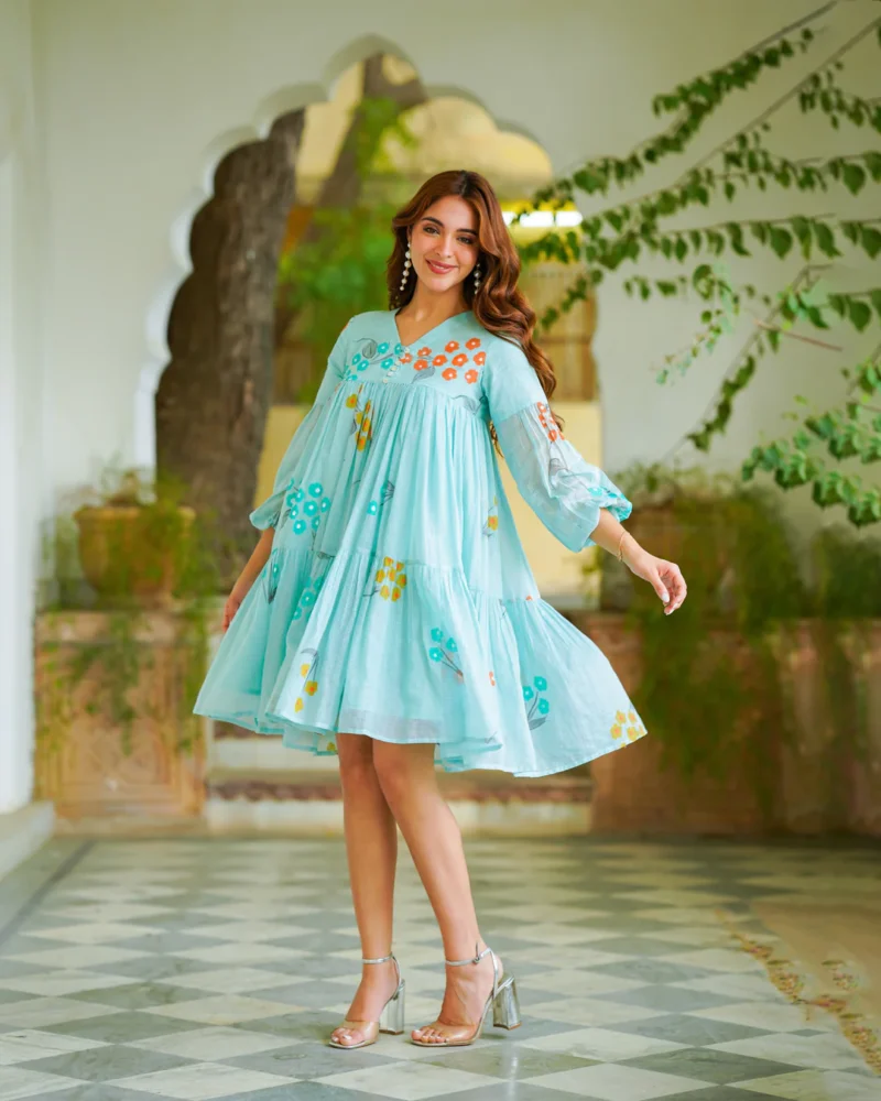 Rose Blue Floral Dress - Image 6