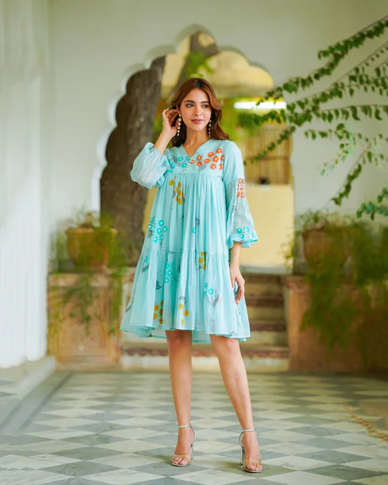 Rose Blue Floral Dress - Image 7