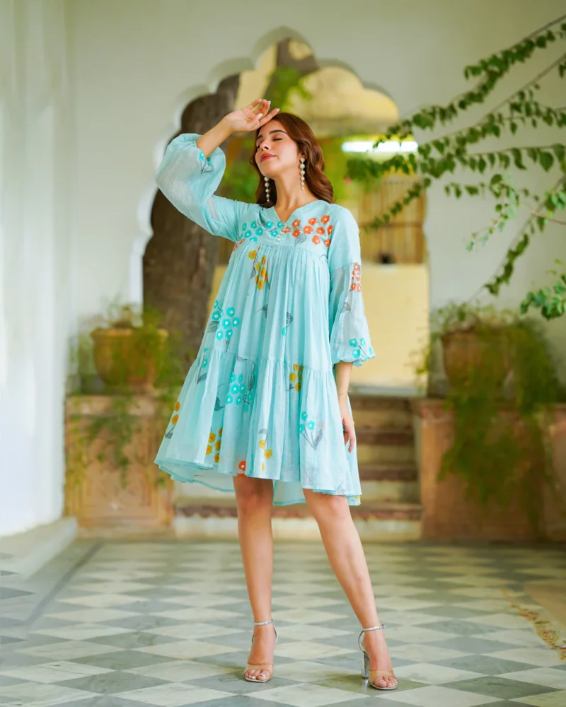 Rose Blue Floral Dress - Image 2