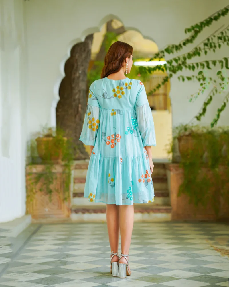 Rose Blue Floral Dress - Image 3