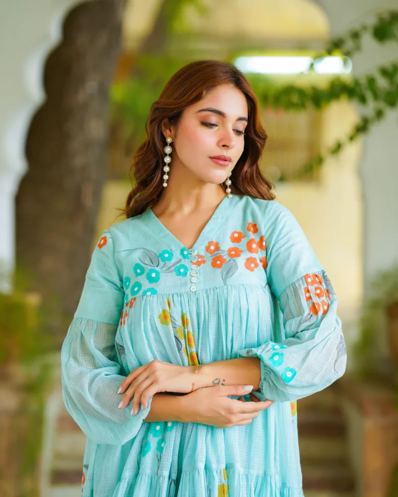 Rose Blue Floral Dress - Image 4