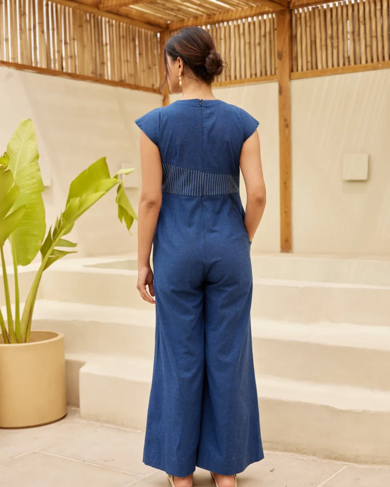 Blue Pinstriped-Patch Jumpsuit - Image 6