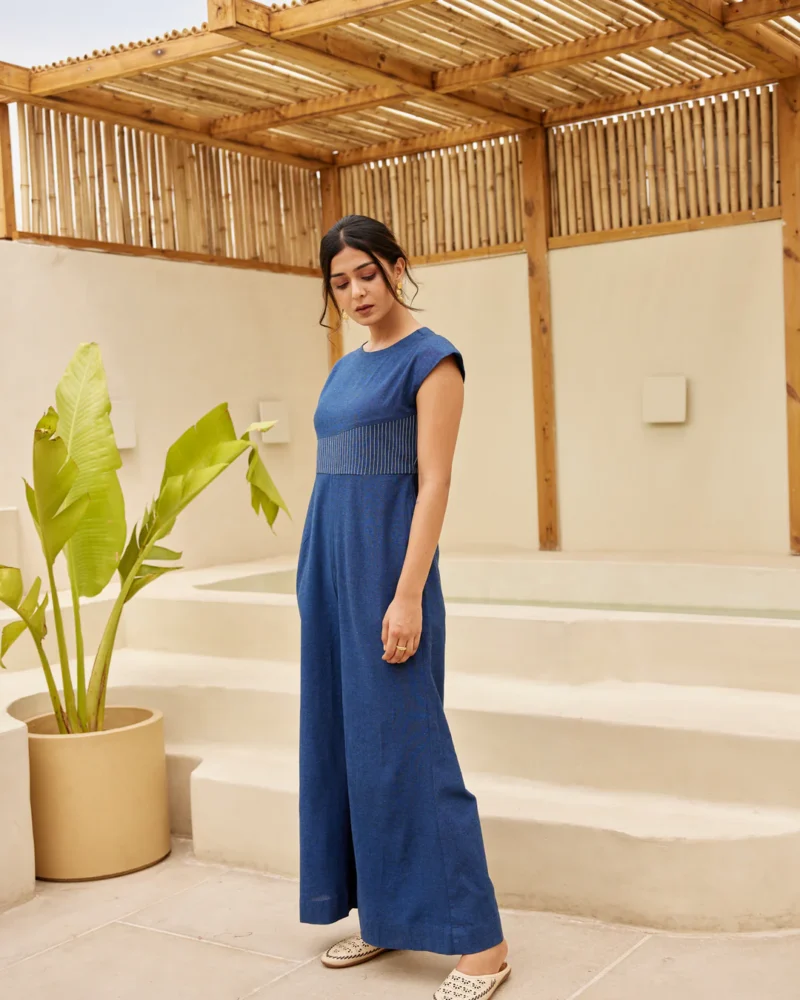 Blue Pinstriped-Patch Jumpsuit - Image 2
