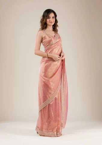 Onion Pink Tissue Saree