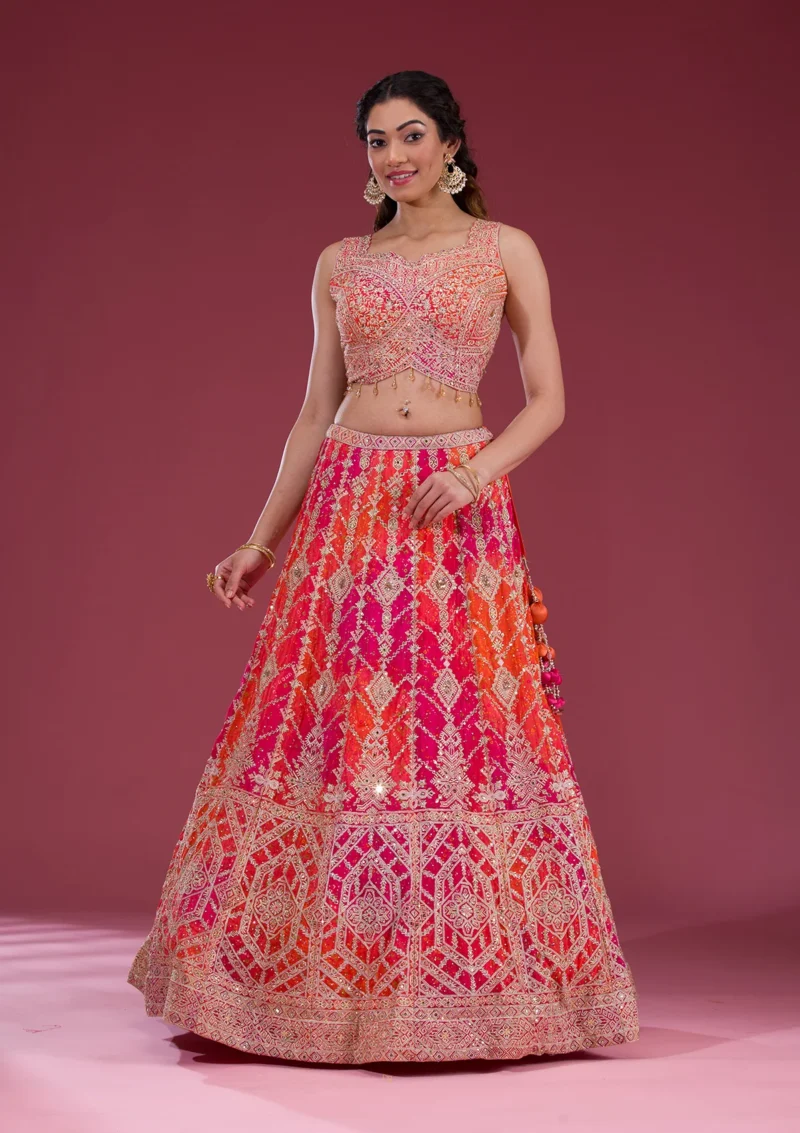 Zariwork Semi Crepe Readymade Lehenga - Image 5