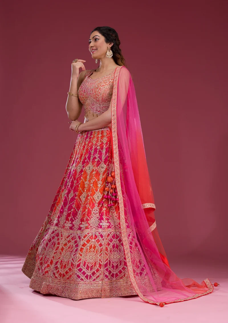 Zariwork Semi Crepe Readymade Lehenga - Image 4