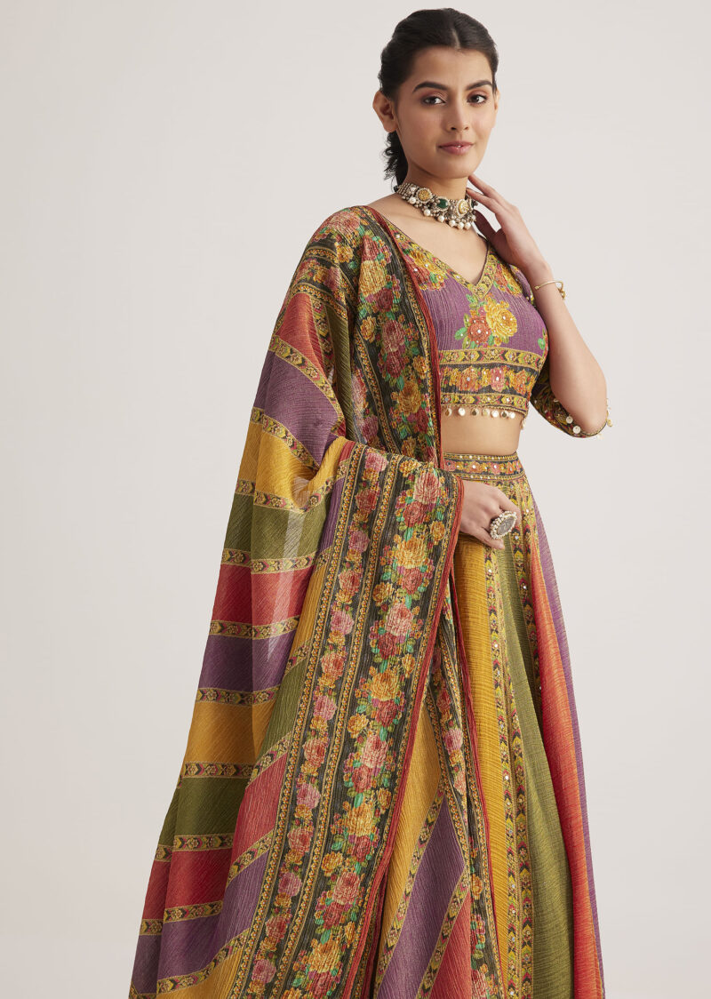 White Sequin Embroidered Georgette Lehenga Set - Image 2