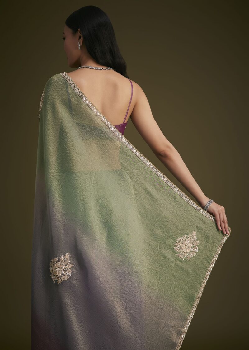 Triple Toned Tissue Sequins Saree - Image 7