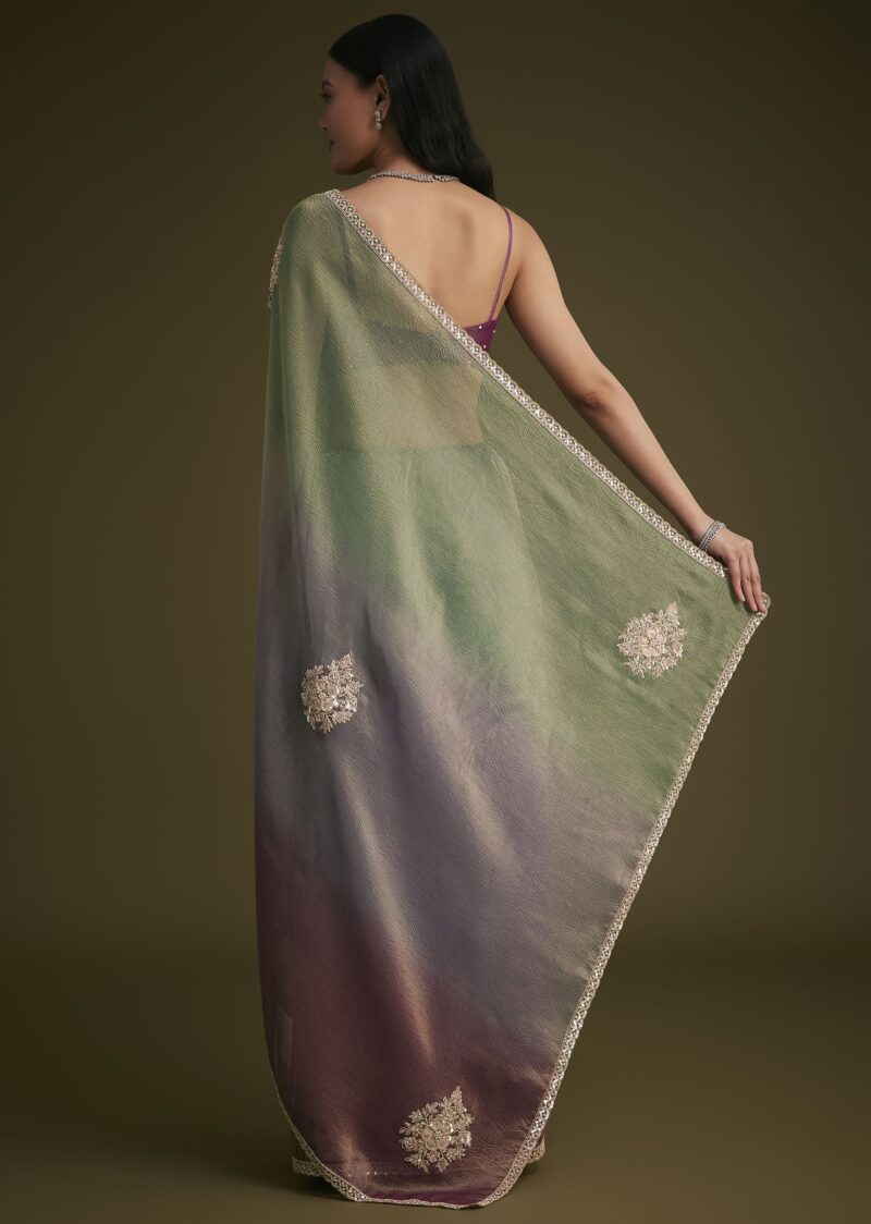 Triple Toned Tissue Sequins Saree - Image 2