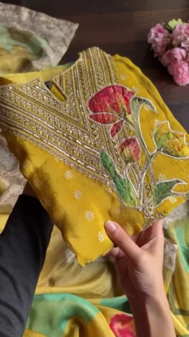 Special Yellow color Pakistani suit with heavy embroidered work