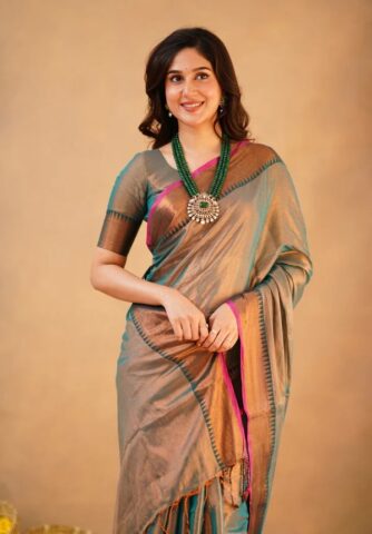 Rama Green Handloom Tissue Saree