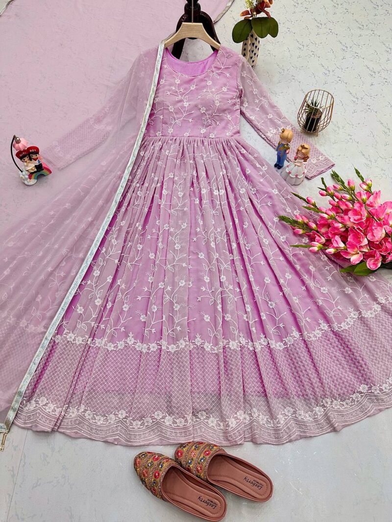 Ekara Light Pink Embroidery Work  Color Suit - Image 4